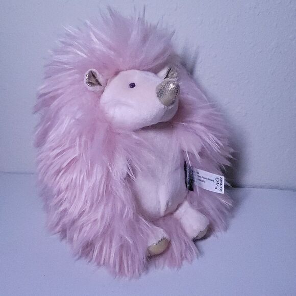 FAO Schwarz Sparklers Pink Gold Hedgehog 8” Plush Stuffed Animal Fluffy - Picture 4 of 11